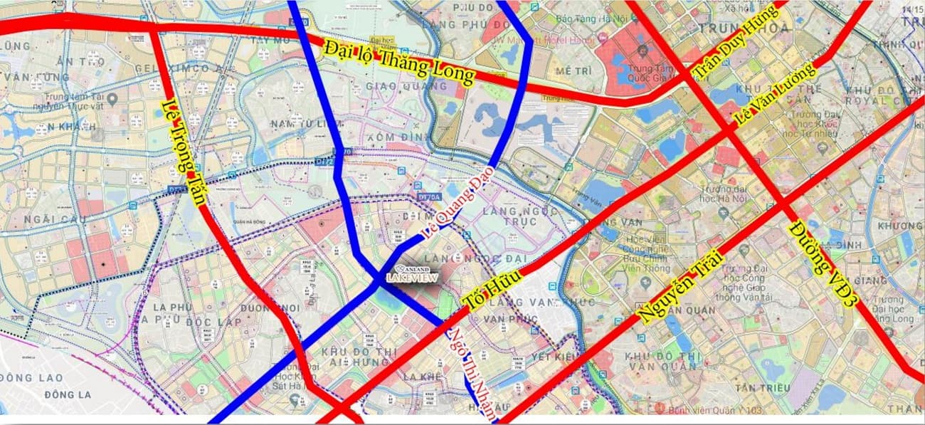 Vị trí các tuyến đường quy hoạch tại Anland Lake View