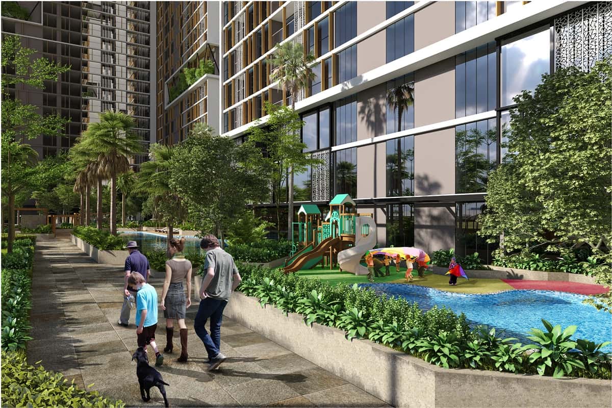 Khu dạo bộ và bể bơi