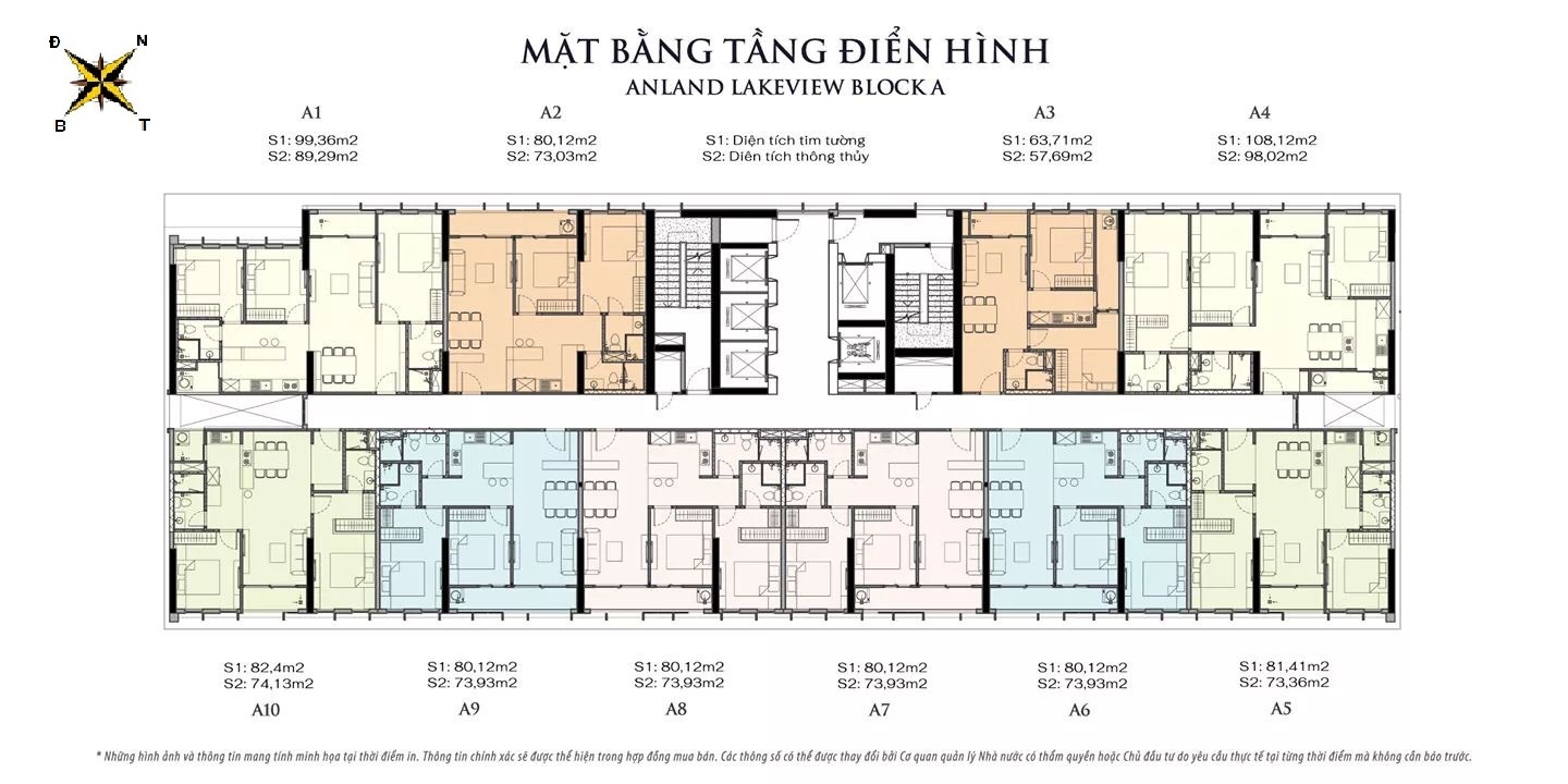 Mặt bằng tòa A chung cư Anland Lake View Mặt bằng tòa A chung cư Anland Lake View