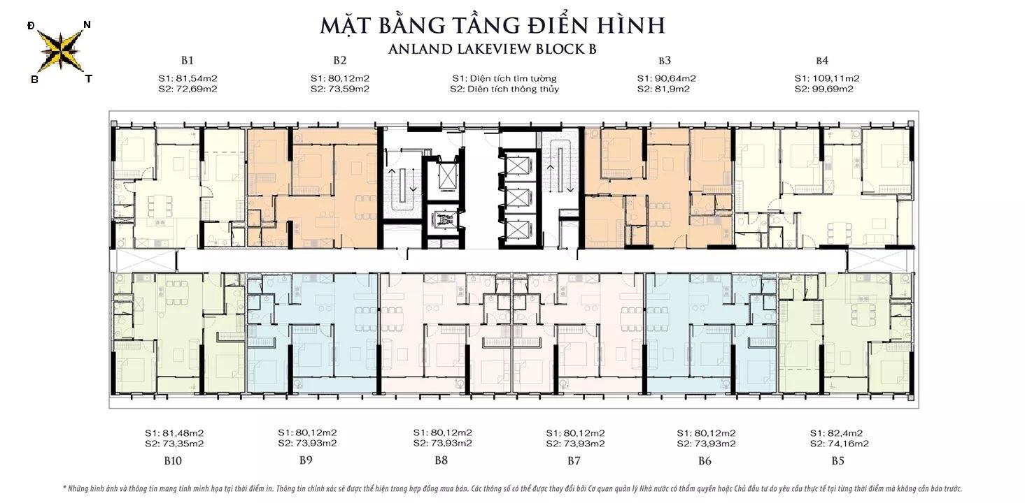 Mặt bằng tòa B chung cư Anland Lake View Mặt bằng tòa B chung cư Anland Lake View